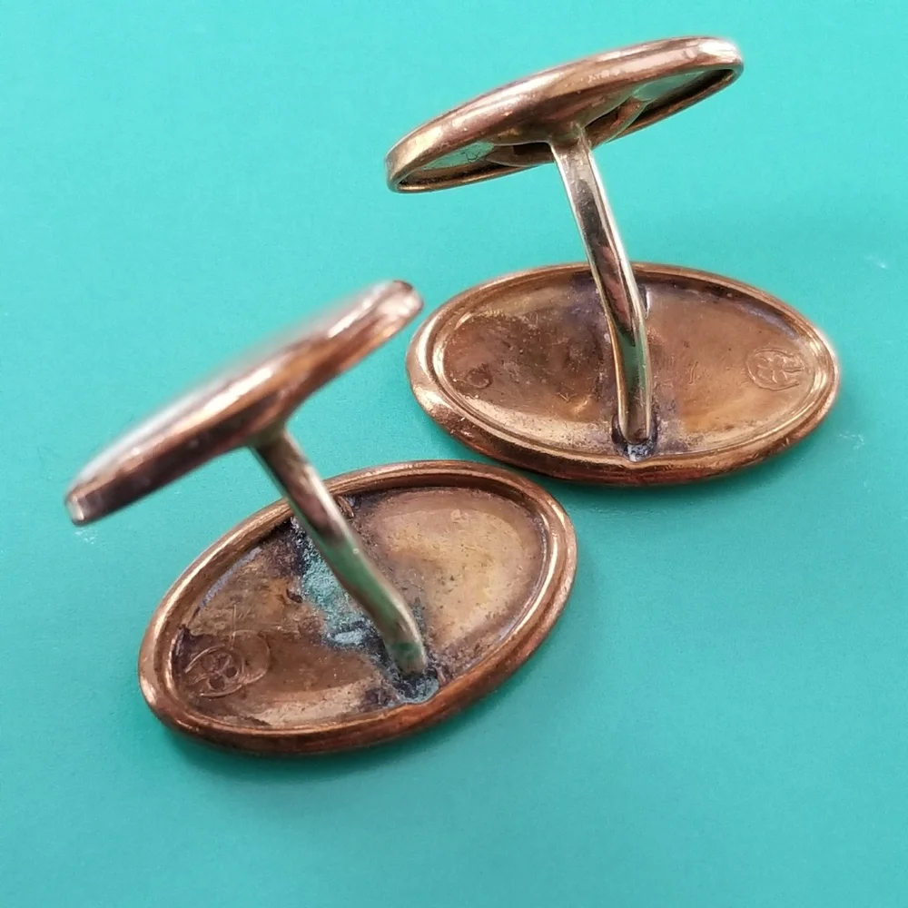 Vintage oval cufflinks gold tone cuff links mens